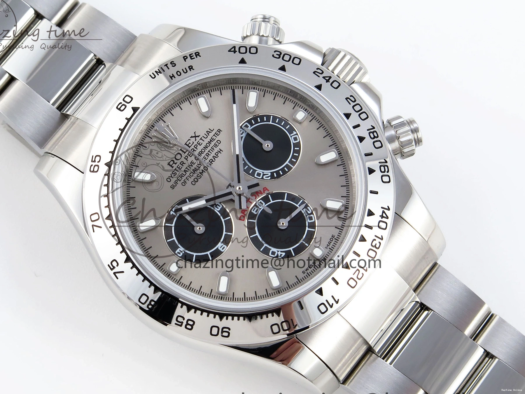 0213 DAYTONA 116509 SS OMF BEST EDITION GRAY BLACK DIAL ON SS BRACELET A7750 (SLIM MOVEMENT) Trendy 1805